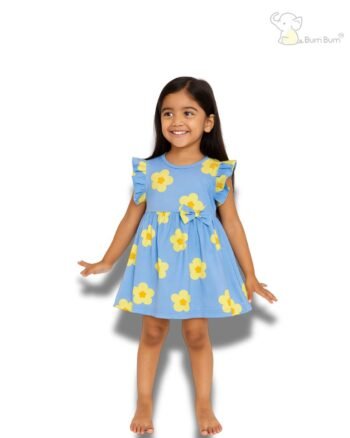 Blue Bloom Sleeves Frock