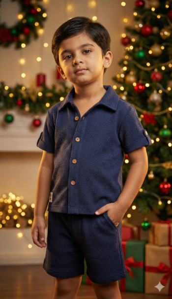 Midnight Blue waffle co-ord set for Boys