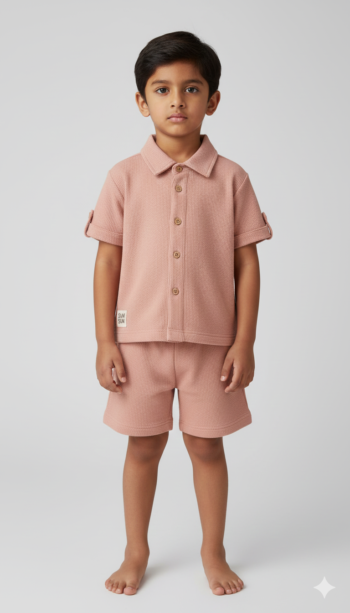 Peach Pop waffle co-ord set for Boys